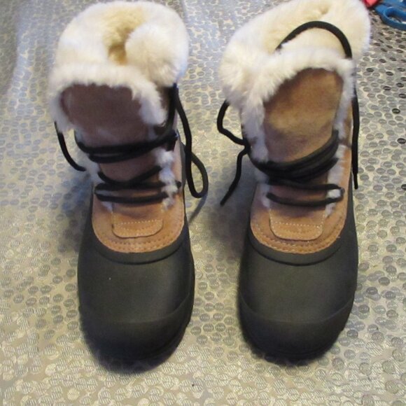 new sorel tan fur lined winter boots sz 8 M - Picture 1 of 4